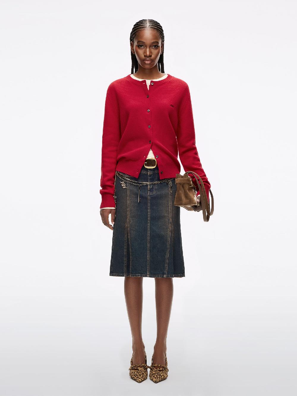 Miss Sixty PATCHWORK DENIM SKIRT CLAY BRICK RED RETRO BLUE