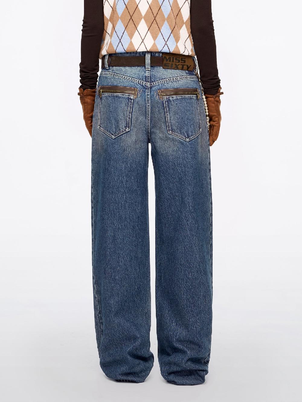 Miss Sixty PATCHWORK LOOSE-FIT DENIM JEANS DEEP BLUE