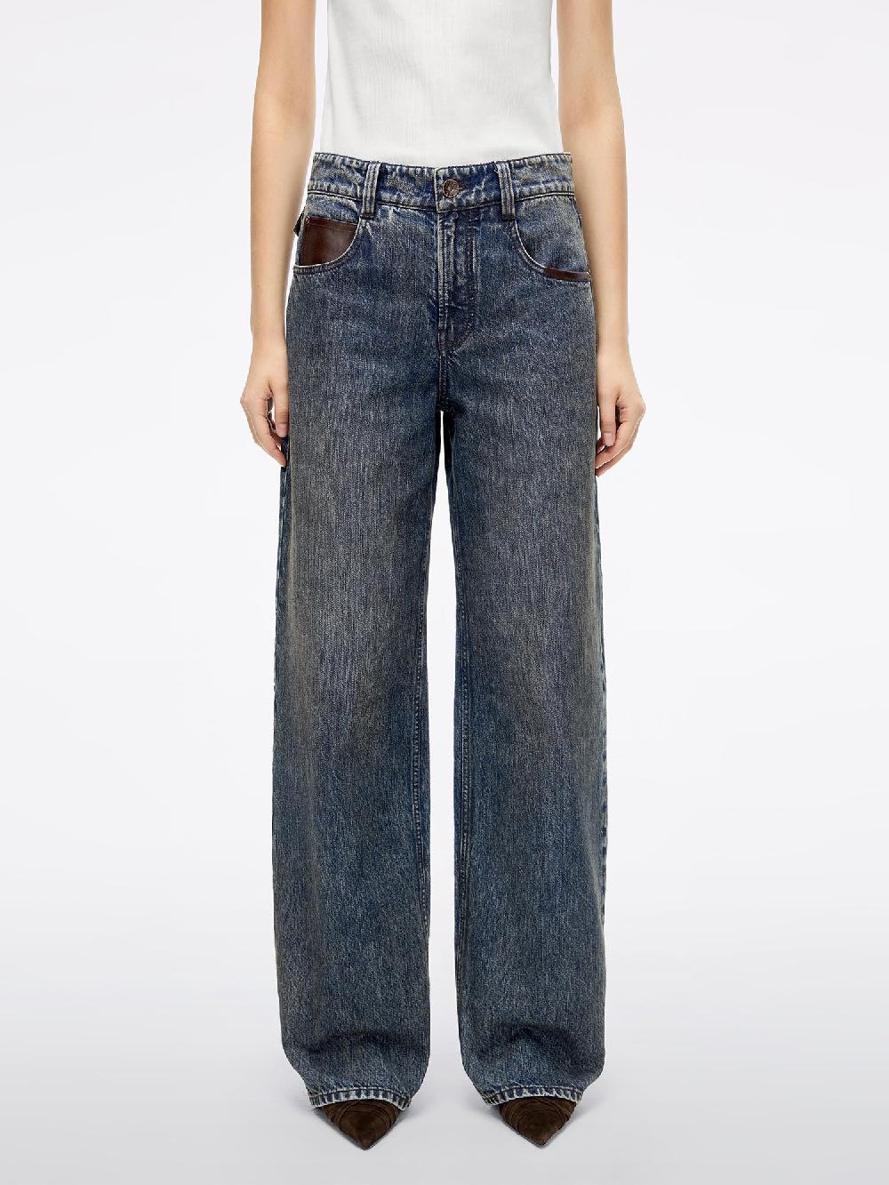 miss sixty PATCHWORK LOOSE-FIT DENIM JEANS DEEP BLUE