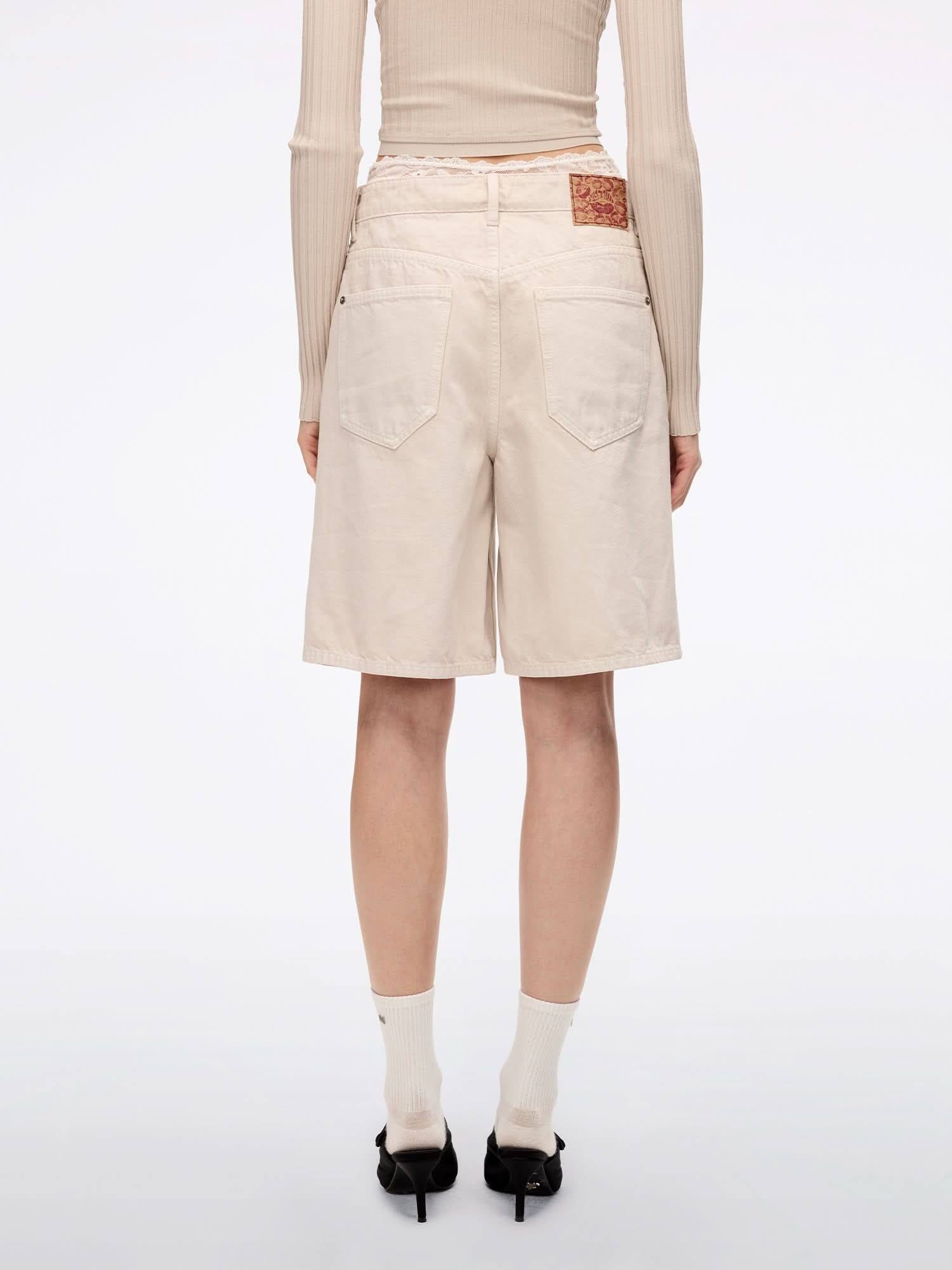 Miss Sixty PATCHWORK WAIST DENIM SHORTS METERS APRICOT