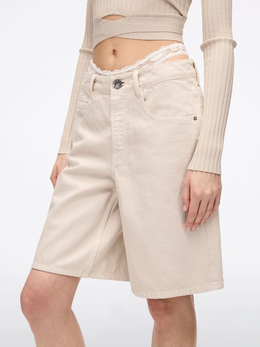 Miss Sixty PATCHWORK WAIST DENIM SHORTS METERS APRICOT