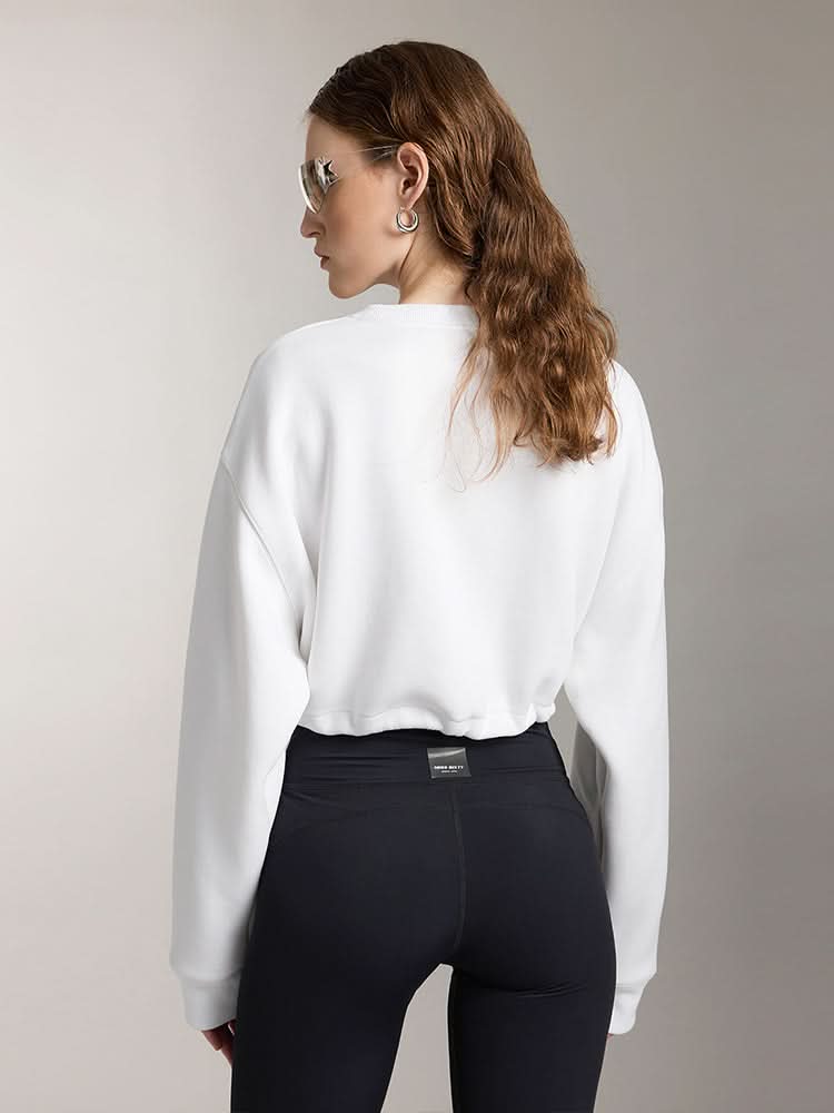 Miss Sixty PRINTED CROPPED SPORTS SWEATSHIRT BRIGHT WHITE