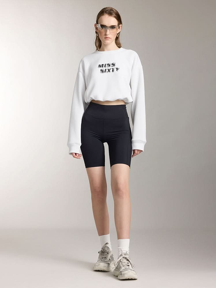 Miss Sixty PRINTED CROPPED SPORTS SWEATSHIRT BRIGHT WHITE