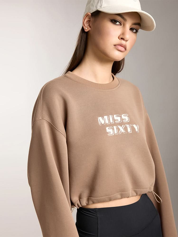 Miss Sixty PRINTED CROPPED SPORTS SWEATSHIRT COFFEE