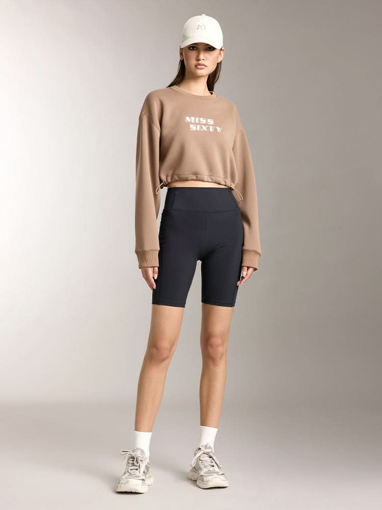 Miss Sixty PRINTED CROPPED SPORTS SWEATSHIRT COFFEE