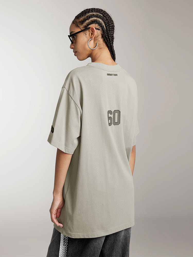 Miss Sixty RELAXED SHORT SLEEVES T-SHIRT WITH RACING-INSPIRED PRINT LIGHT GREY GREEN