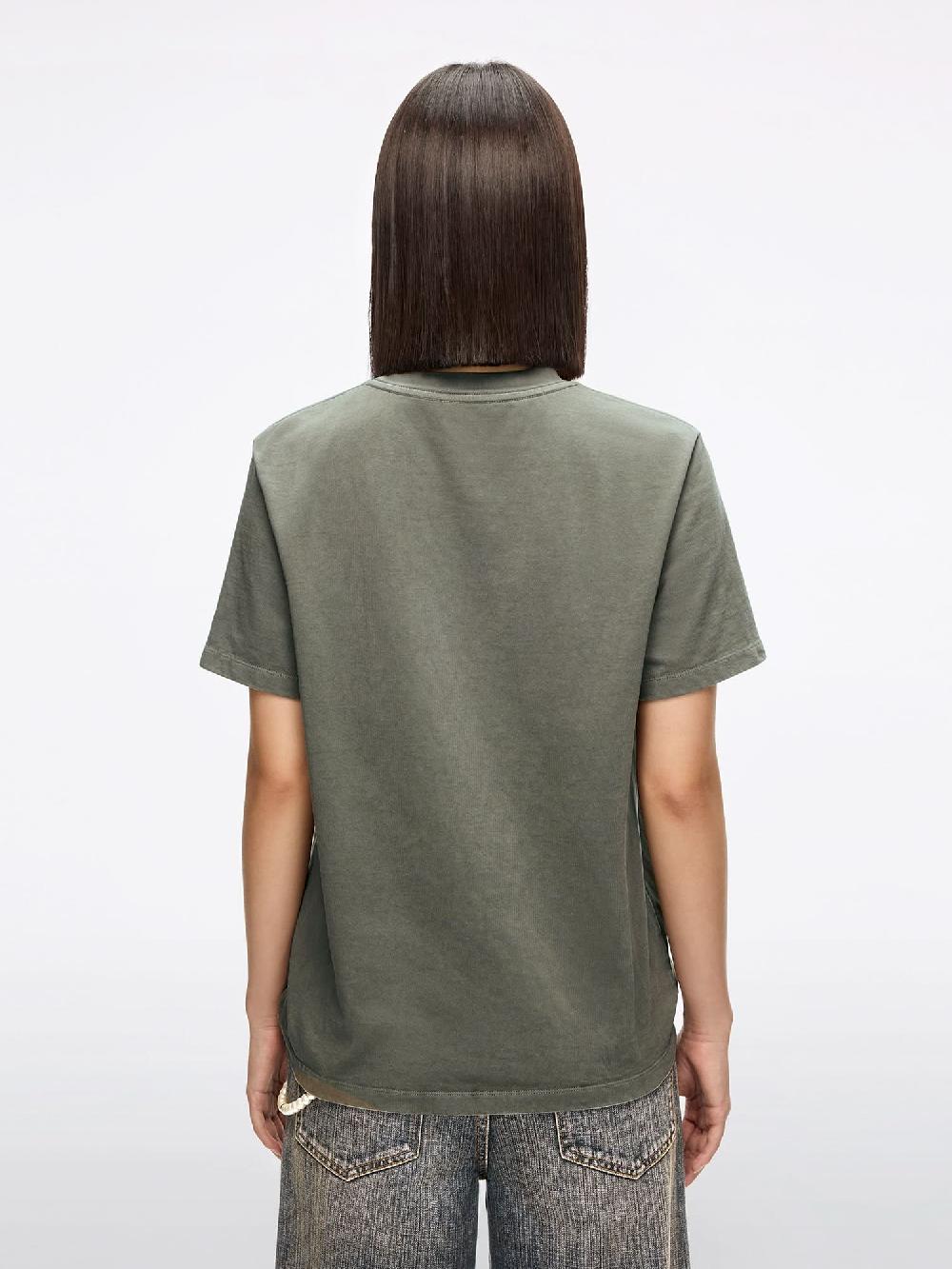 Miss Sixty RHINESTONE EMBROIDERED T-SHIRT ARMY GREEN