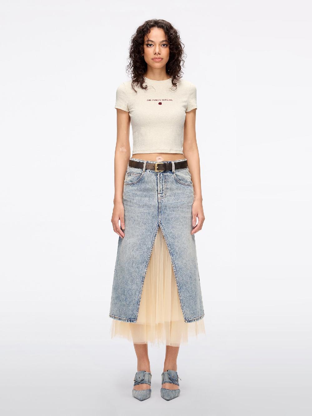 Miss Sixty ROUND NECK BEADED T-SHIRT LIGHT HEATHER GREY