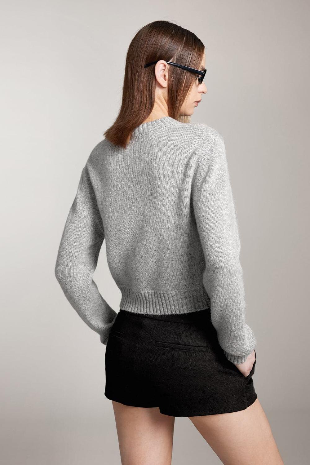 Miss Sixty ROUND NECK KNIT TOP WITH LOGO HEATHER GREY