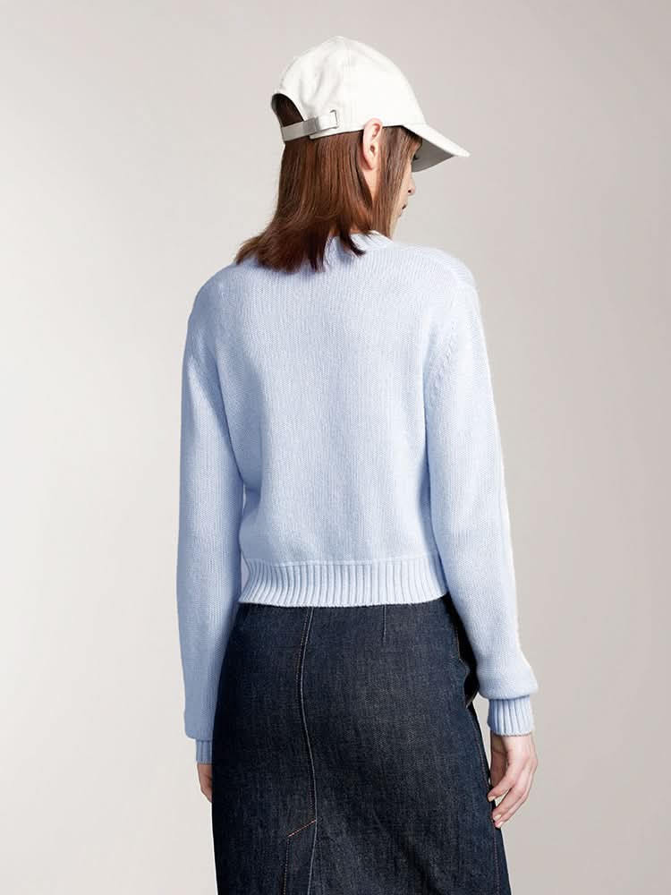 Miss Sixty ROUND NECK KNIT TOP WITH LOGO LIGHT BLUE