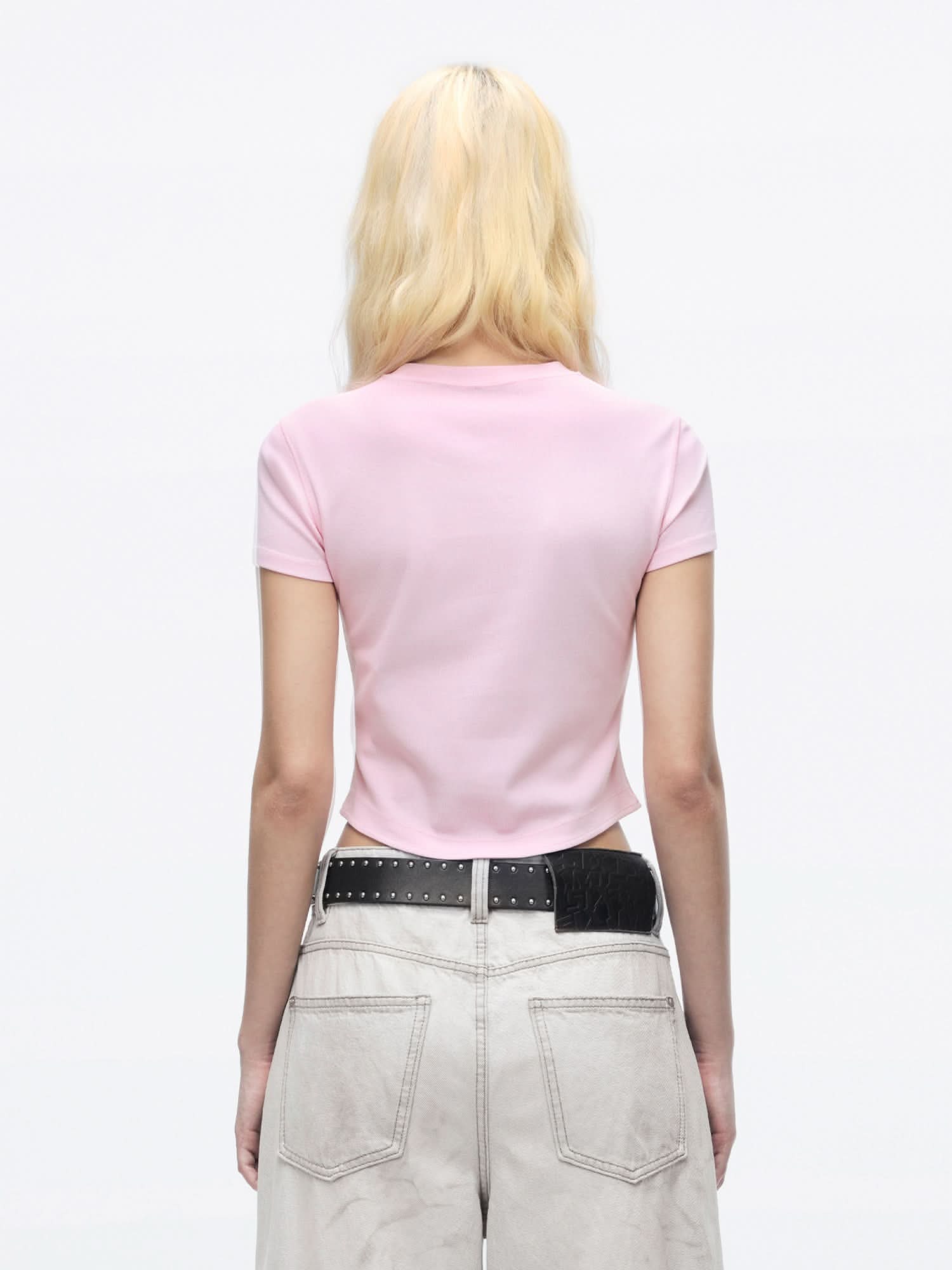 Miss Sixty ROUND NECK LIP PRINT SHORT SLEEVE T-SHIRT BABY PINK