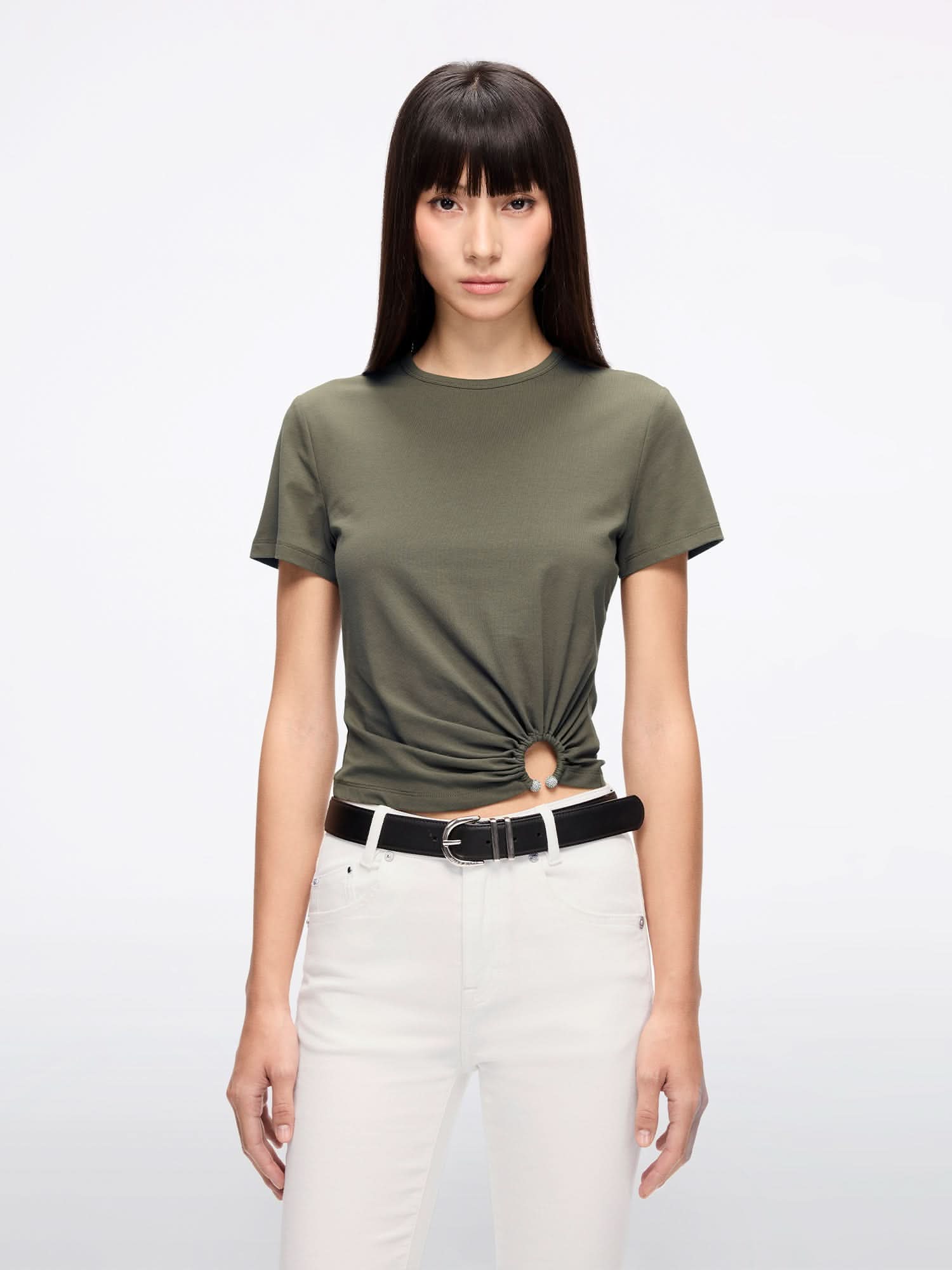 miss sixty ROUND NECK SHORT-SLEEVE T-SHIRT VERDE MILITARE