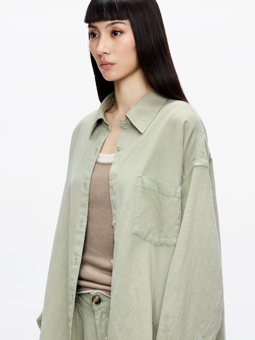 Miss Sixty SINGLE-BREASTED DENIM SHIRT LIGHT MILITARY