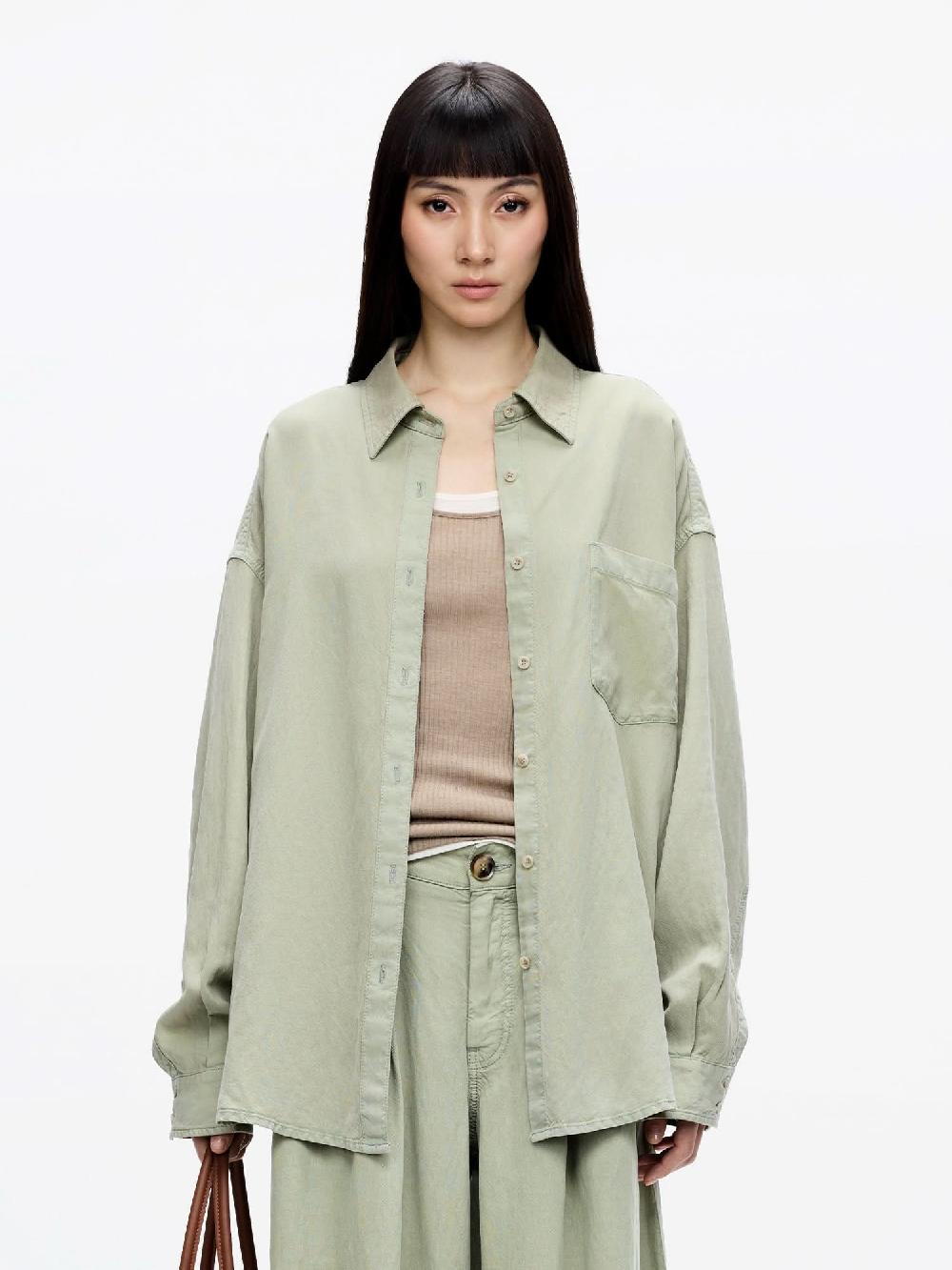 miss sixty SINGLE-BREASTED DENIM SHIRT LIGHT MILITARY