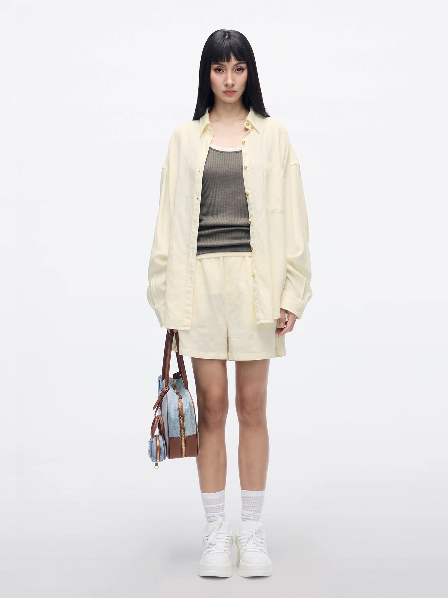 Miss Sixty SINGLE-BREASTED DENIM SHIRT LIGHT YELLOW