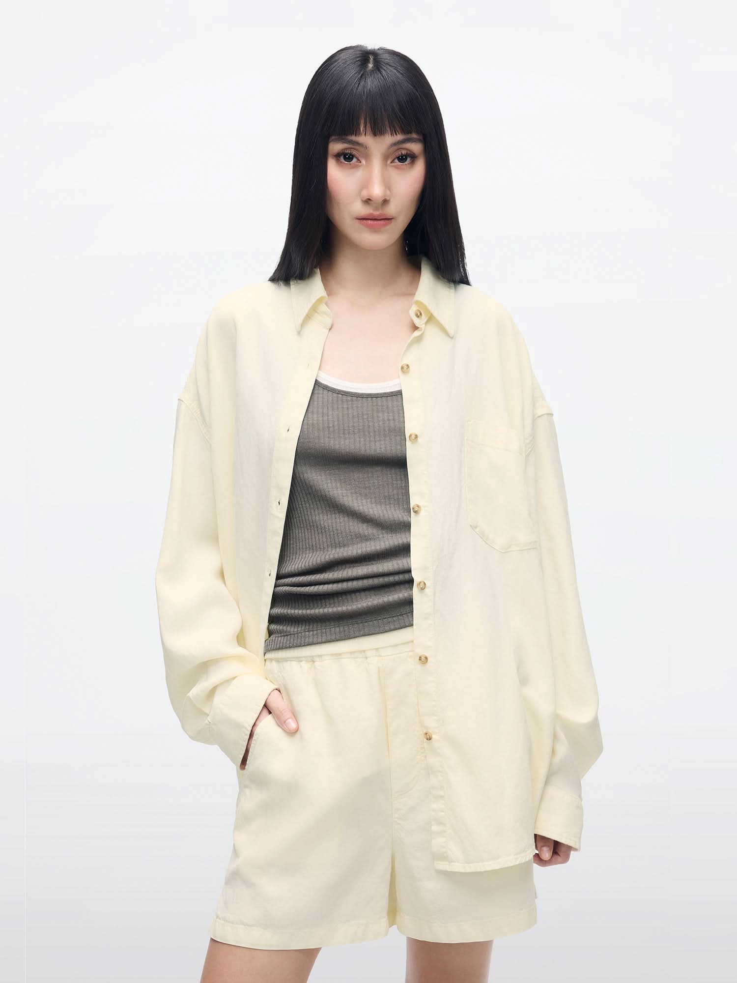 miss sixty SINGLE-BREASTED DENIM SHIRT LIGHT YELLOW