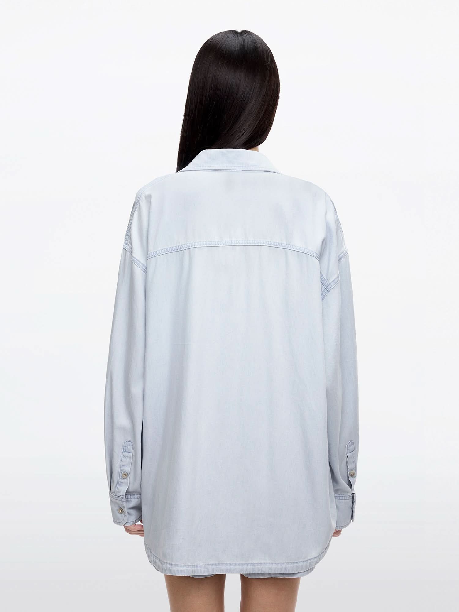 Miss Sixty SINGLE-BREASTED EMBROIDERED DENIM SHIRT LIGHT BLUE