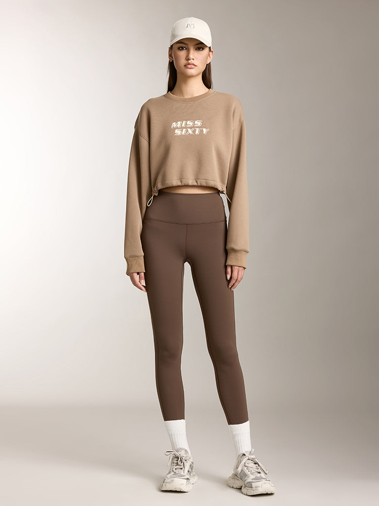 Miss Sixty SKINNY BUTT LIFTED CROPPED YOGA PANTS DARK COFFEE