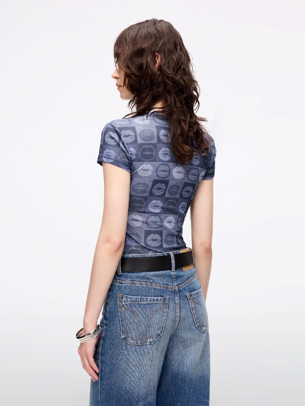 Miss Sixty SLIM-FIT LIP PRINT T-SHIRT MIDNIGHT BLUE