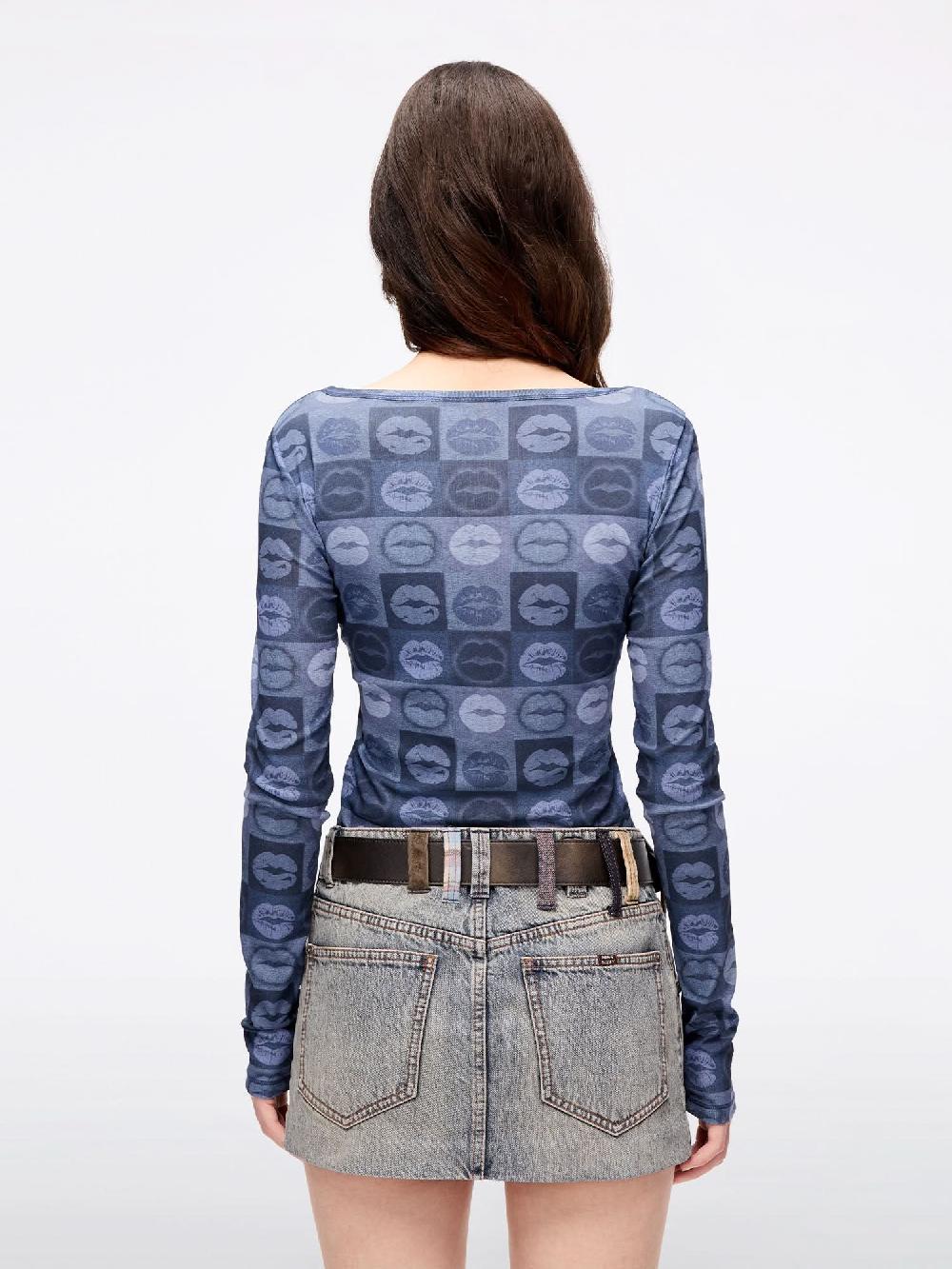 Miss Sixty SLIM-FIT LIP PRINT T-SHIRT MIDNIGHT BLUE