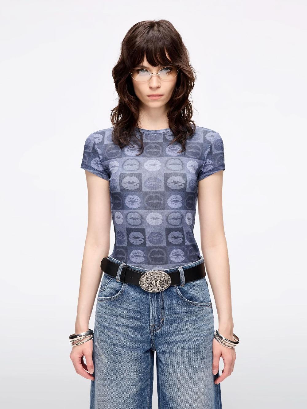 miss sixty SLIM-FIT LIP PRINT T-SHIRT MIDNIGHT BLUE