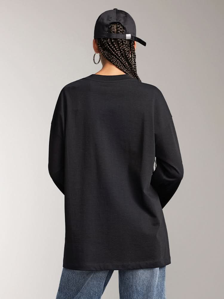 Miss Sixty SLOUCHY LONG SLEEVES PRINTED T-SHIRT BLACK