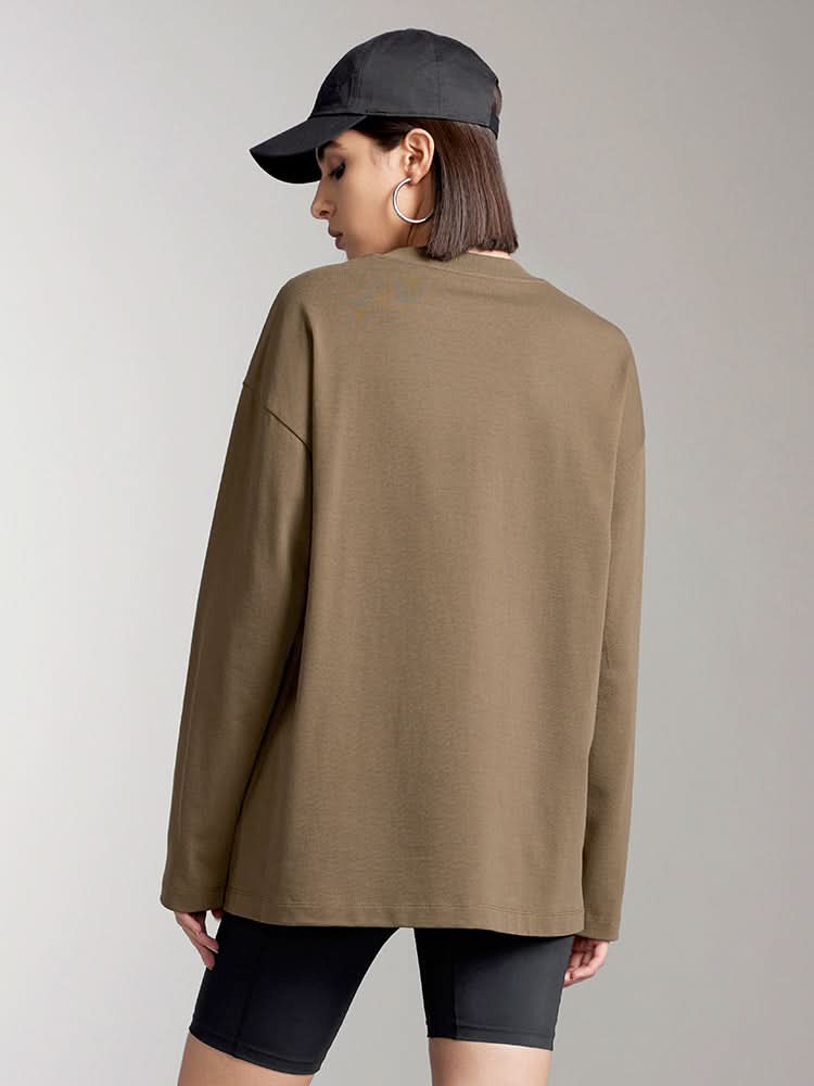 Miss Sixty SLOUCHY LONG SLEEVES PRINTED T-SHIRT DARK KHAKI