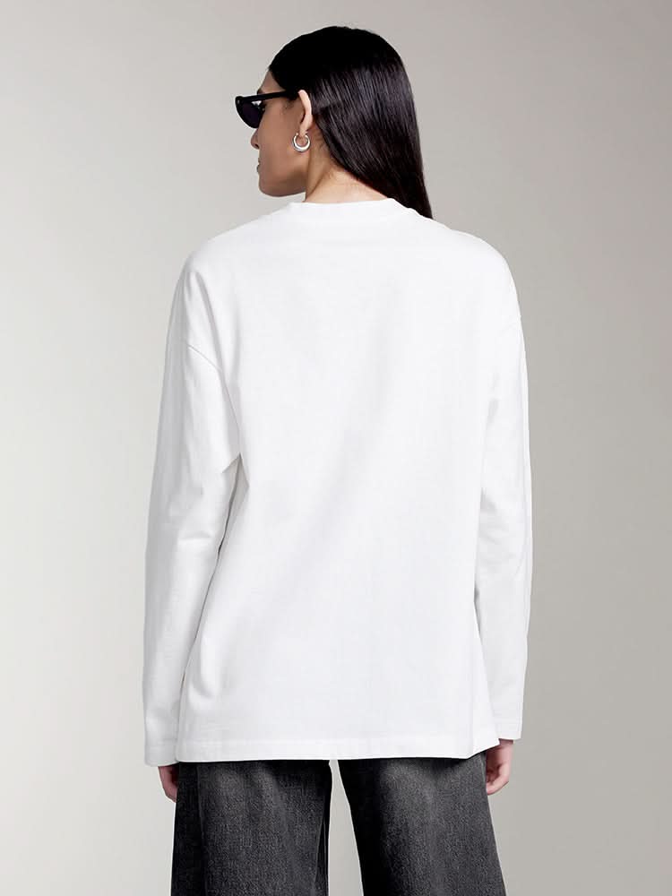 Miss Sixty SLOUCHY LONG SLEEVES PRINTED T-SHIRT WHITE
