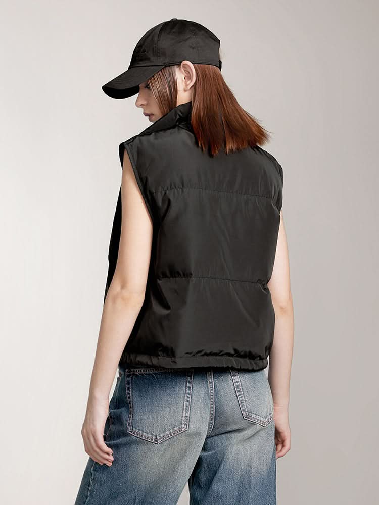 Miss Sixty STAND COLLAR SHORT STYLE DOWN VEST BLACK