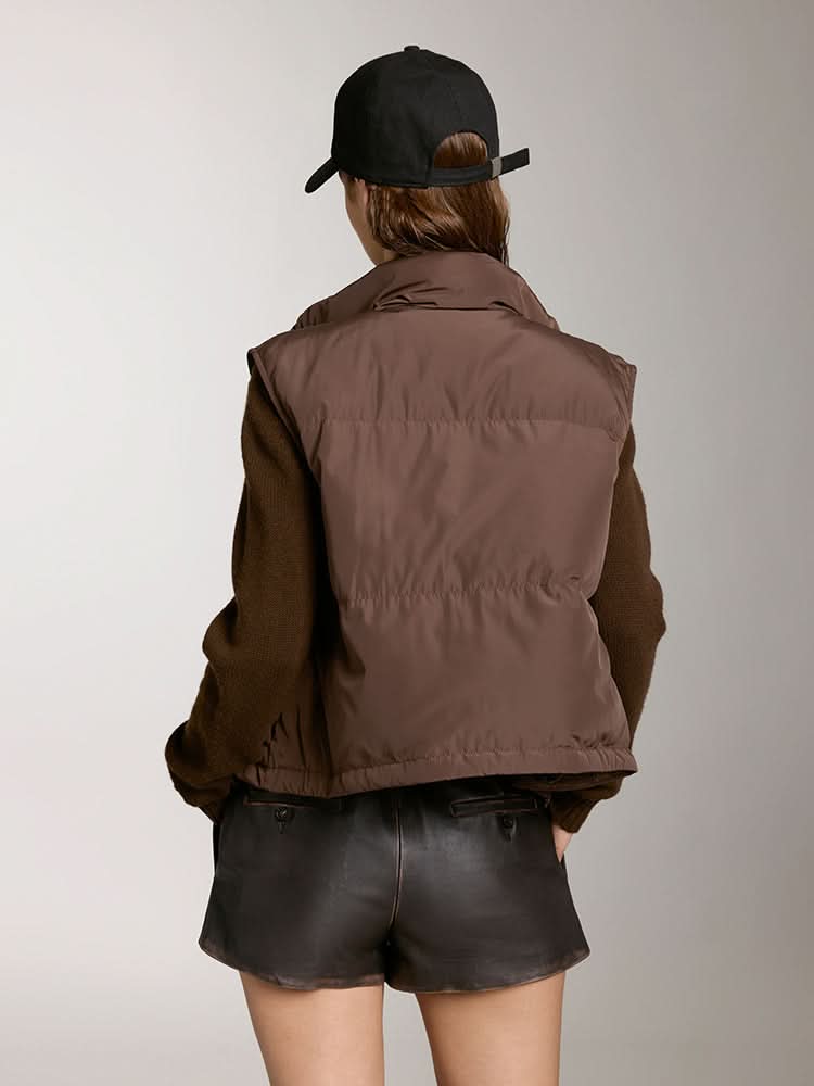 Miss Sixty STAND COLLAR SHORT STYLE DOWN VEST COFFEE