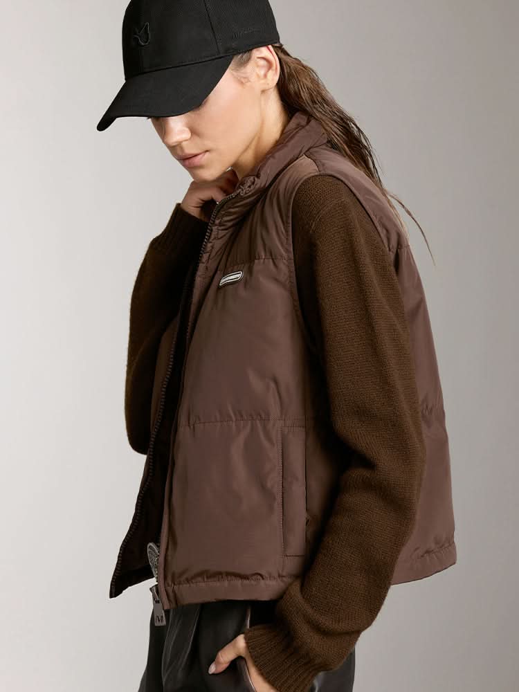 Miss Sixty STAND COLLAR SHORT STYLE DOWN VEST COFFEE