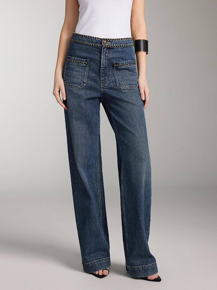 miss sixty STRAIGHT FIT JEANS WITH CHAIN MIDDLE BLUE