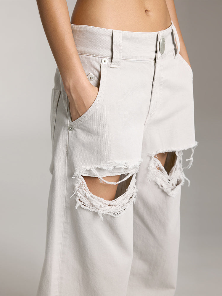 Miss Sixty STRAIGHT FIT JEANS WITH RIPPED KHAKI GREY