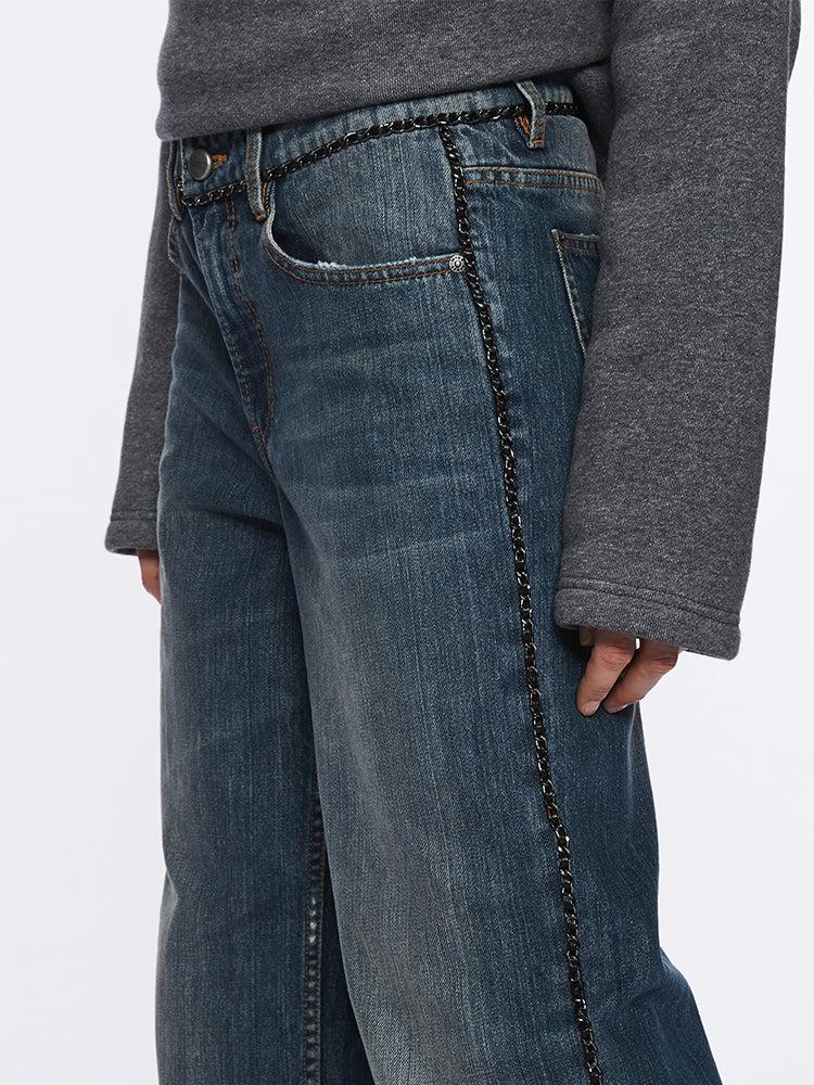 Miss Sixty STRAIGHT-LEG JEANS WITH CHAIN MIDDLE BLUE