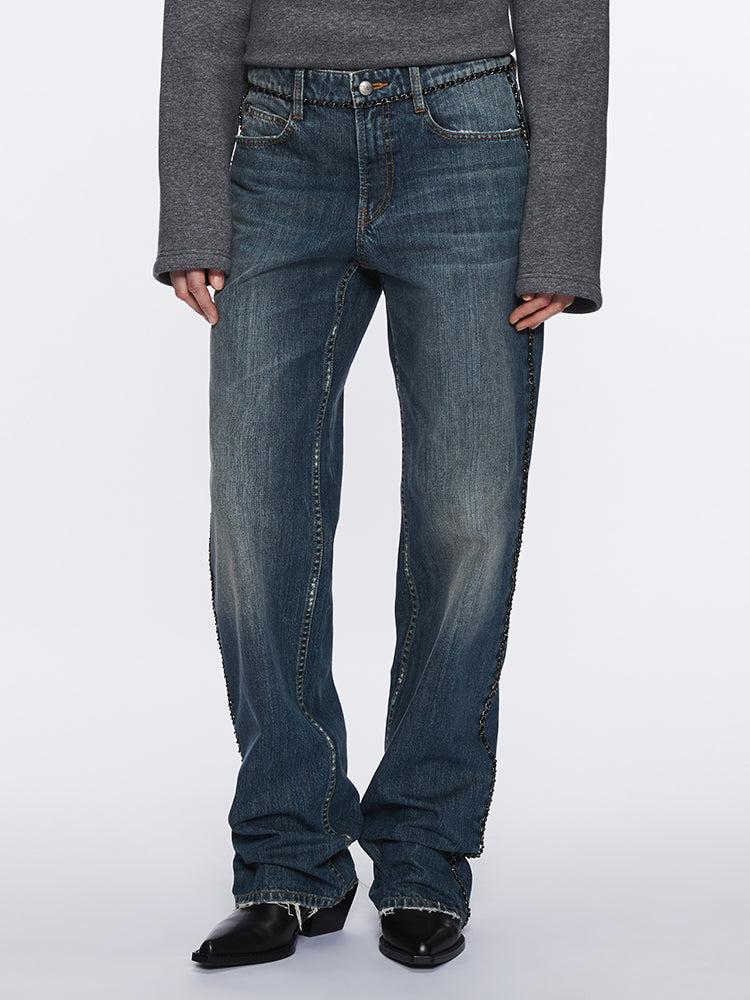 miss sixty STRAIGHT-LEG JEANS WITH CHAIN MIDDLE BLUE