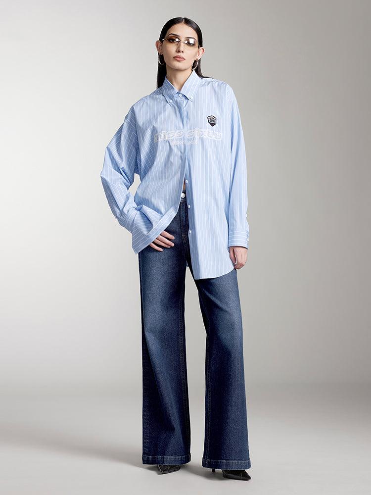 Miss Sixty STRIPED PRINT LONG SLEEVES SHIRT BLUE/WHITE