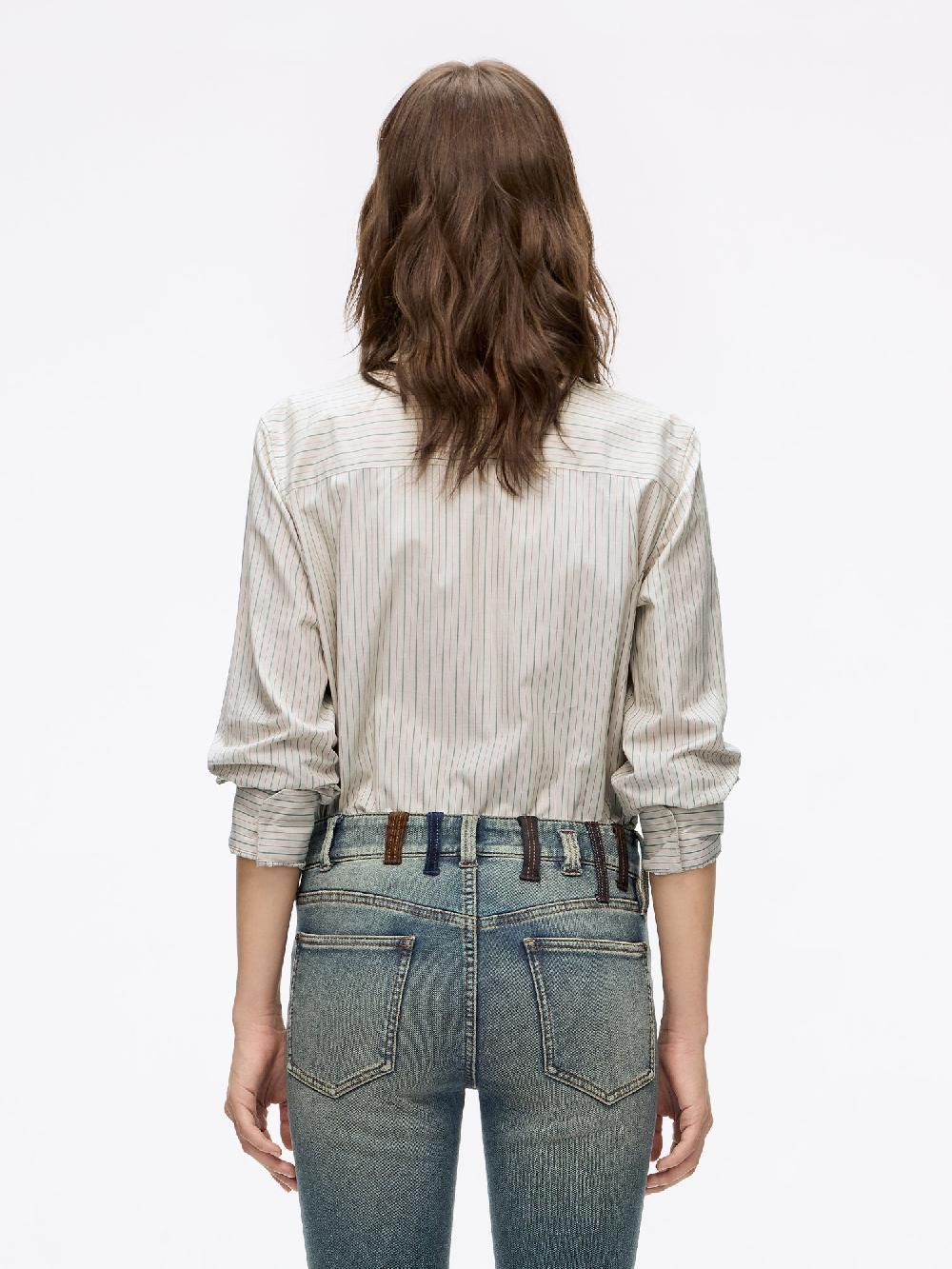 Miss Sixty STRIPED SHIRT SAND DUNE CAMEL BROWN GREEN STRIPE