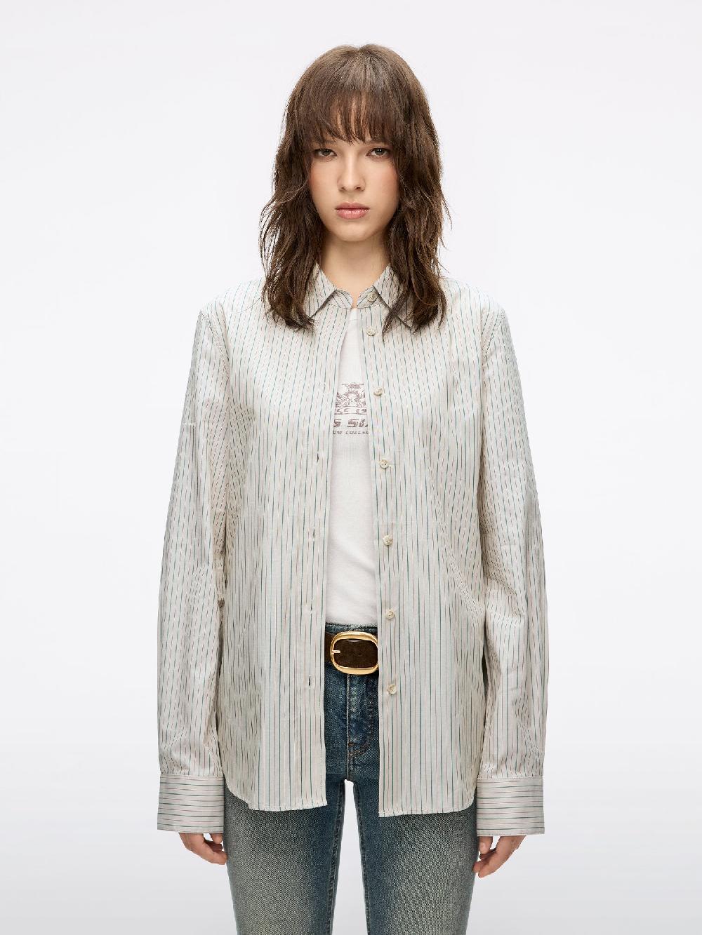 miss sixty STRIPED SHIRT SAND DUNE CAMEL BROWN GREEN STRIPE