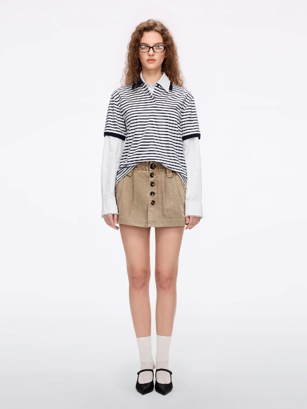 Miss Sixty STRIPED SHORT-SLEEVE T-SHIRT OFF WHITE / BLUE