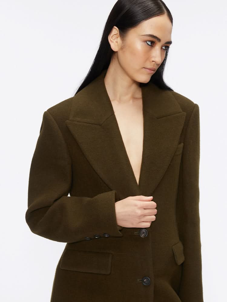Miss Sixty TAILORED DOUBLE-FACED WOOL COAT ARMY GREEN