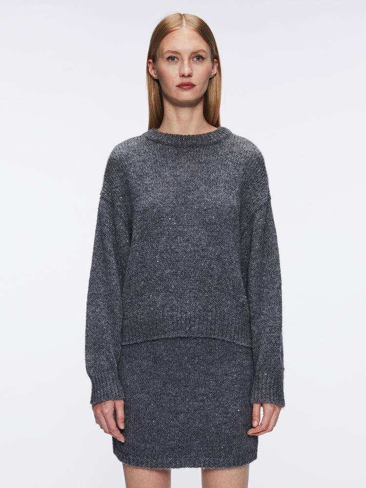 miss sixty TWO-PIECE LAYERED SWEATER DARK HEATHER GREY