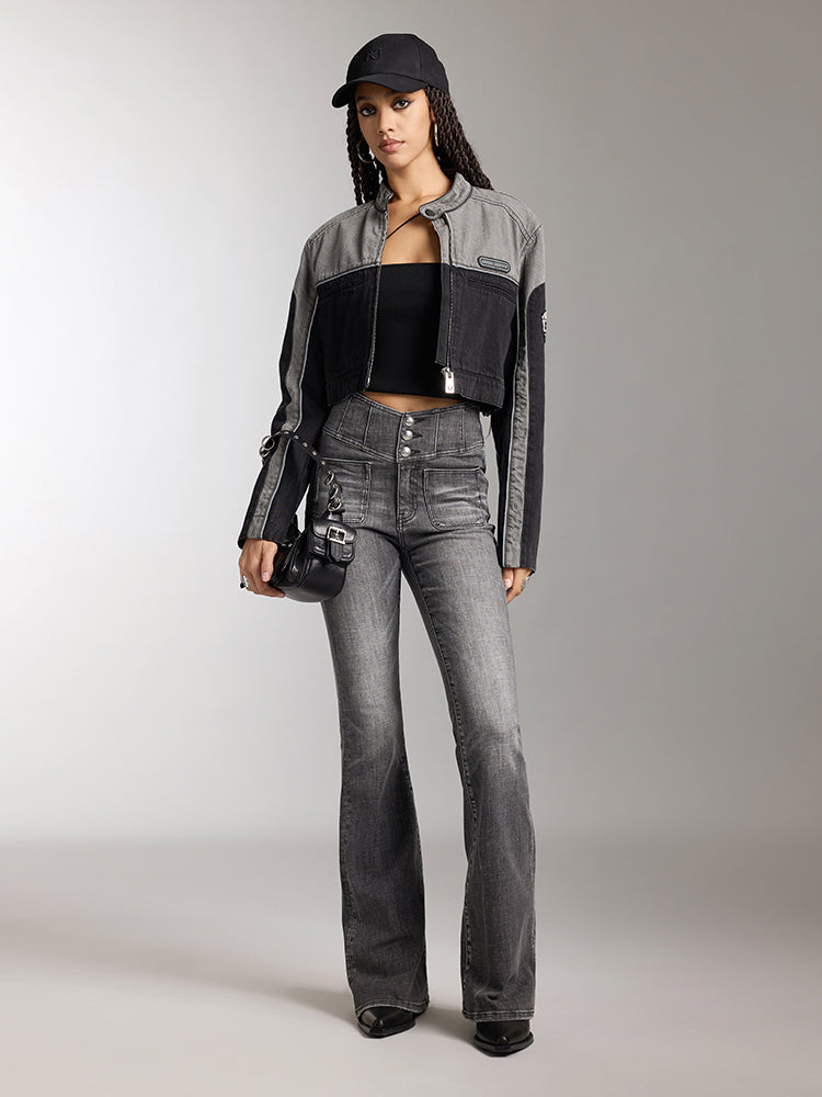 Miss Sixty V-SHAPE HIGH WAISTED FLARED JEANS BLACK FOG