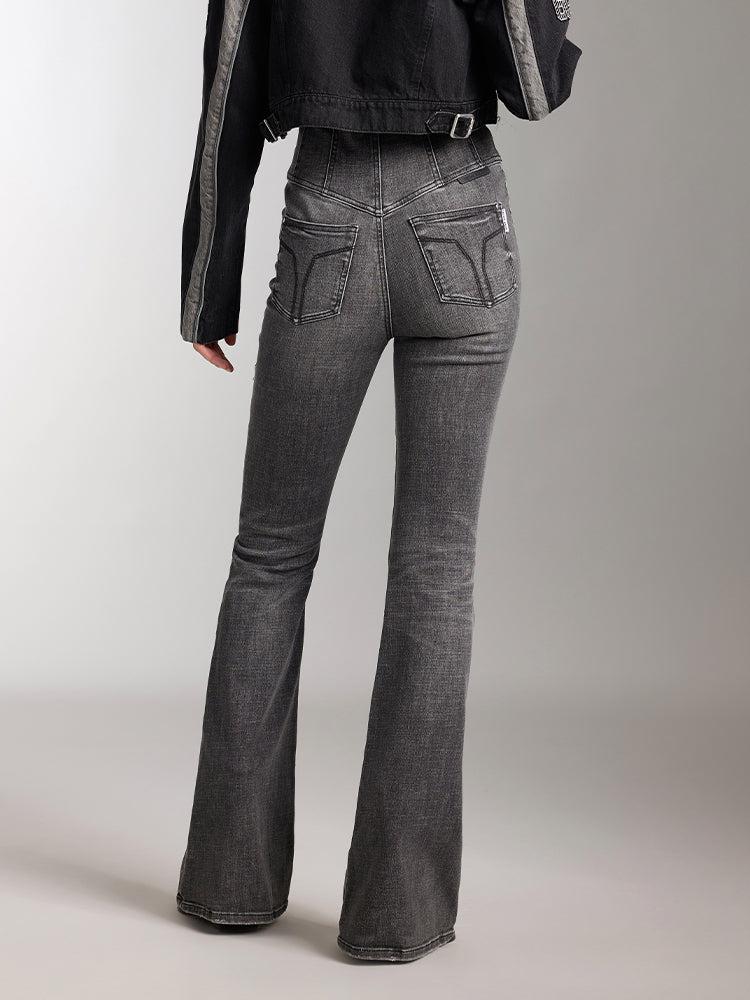 Miss Sixty V-SHAPE HIGH WAISTED FLARED JEANS BLACK FOG