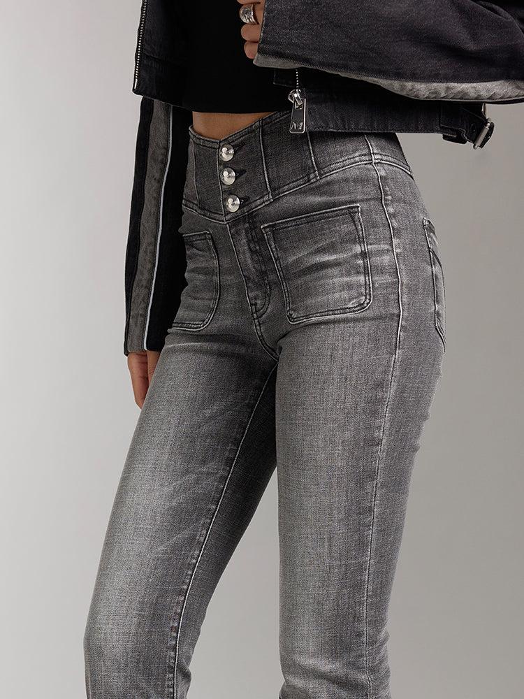 Miss Sixty V-SHAPE HIGH WAISTED FLARED JEANS BLACK FOG