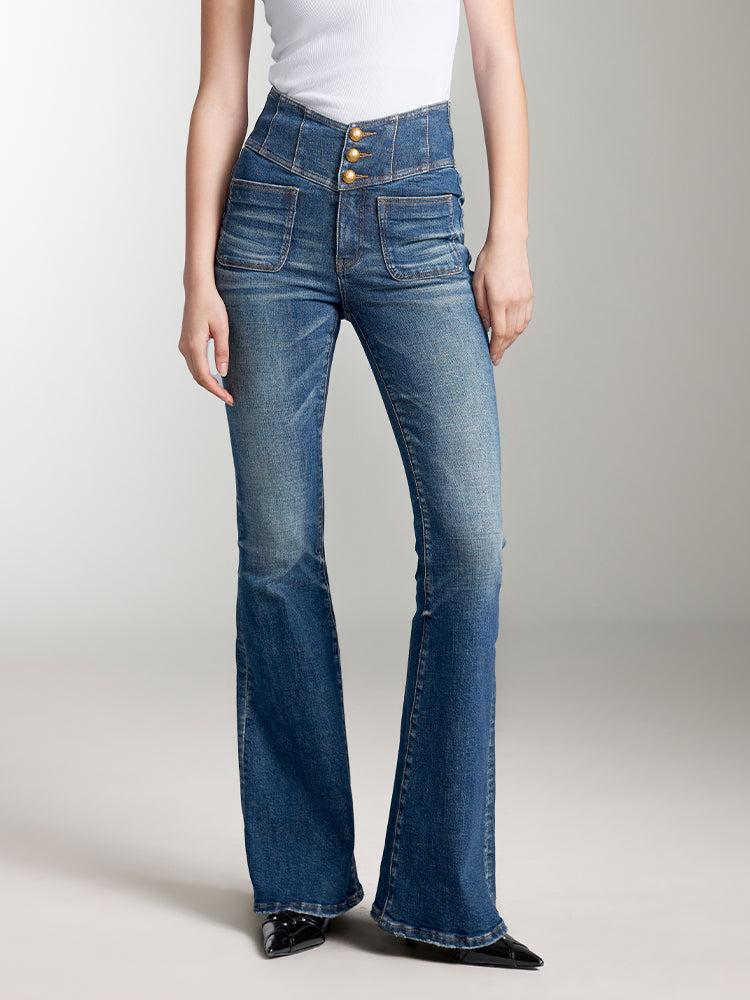 Miss Sixty V-SHAPE SUPER HIGH WAISTED FLARED JEANS BLUE