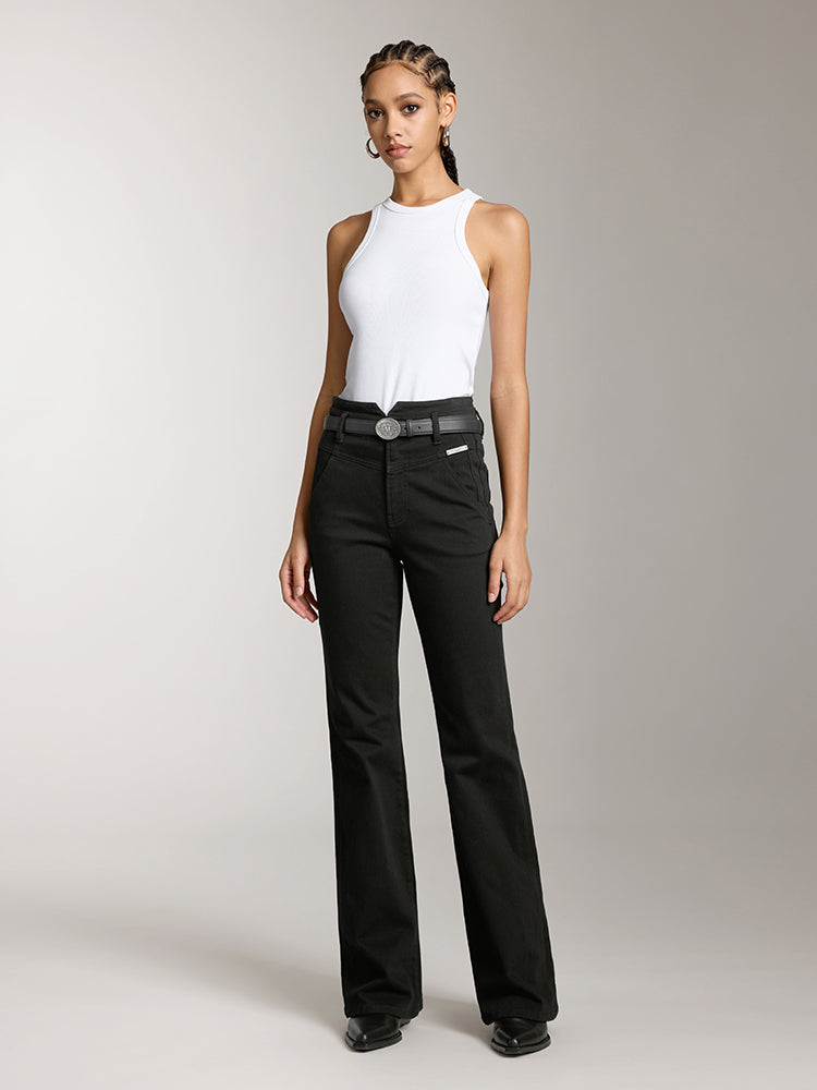 Miss Sixty V-SHAPED HIGH WAISTED FLARED JEANS BLACK