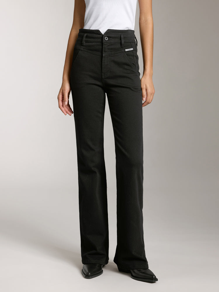 miss sixty V-SHAPED HIGH WAISTED FLARED JEANS BLACK