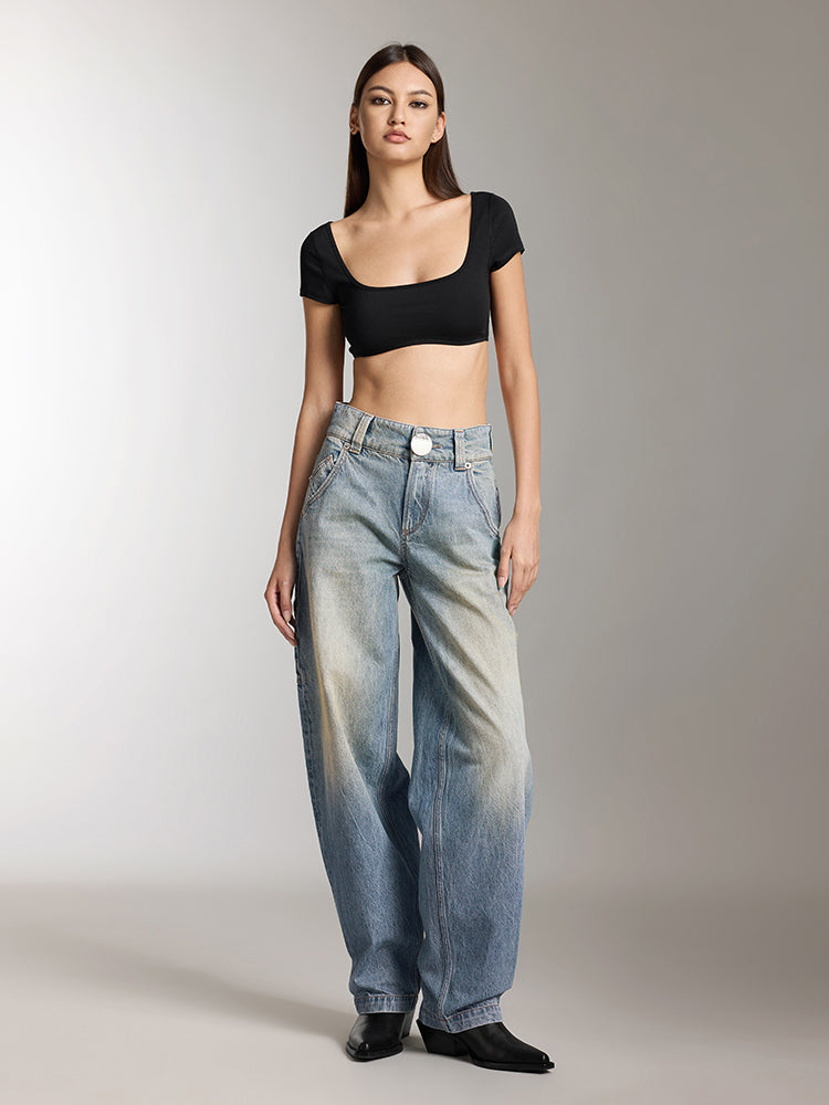 Miss Sixty WASHED DISTRESSED CARGO JEANS MIDDLE BLUE