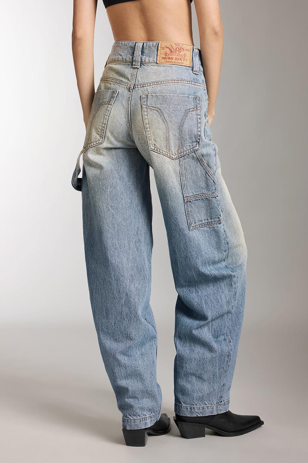 Miss Sixty WASHED DISTRESSED CARGO JEANS MIDDLE BLUE