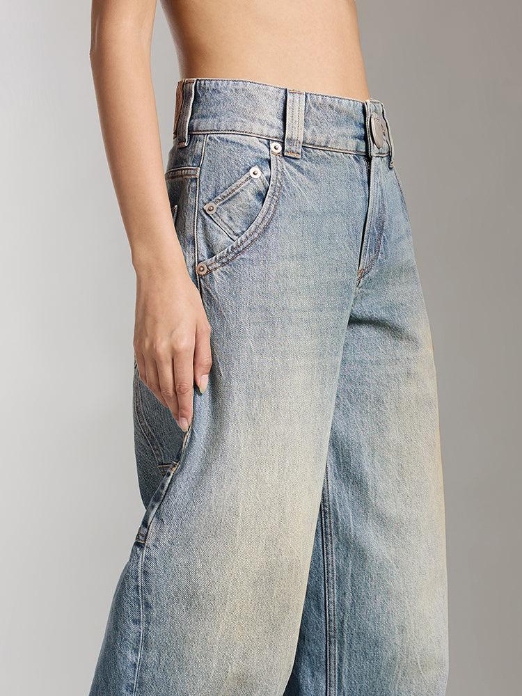 Miss Sixty WASHED DISTRESSED CARGO JEANS MIDDLE BLUE
